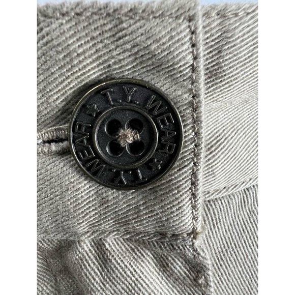 Original Ty Wear Womens A Line Skirt Khaki Tan Midi Pockets Petites 12P Vintage - Picture 4 of 12